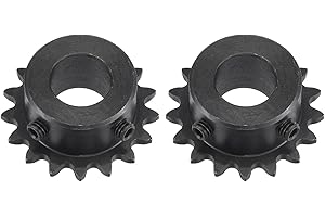 sourcing map #25 Kette Rolle Zahnrad 14mm Bohrung 1/4" Abstand 17 Zahn Einzeln Strand Kette Ritzel C45 Karbonstahl 25 Rolle Kette Ritzel mit Set Schrauben für ISO 04C Kette 2Stk