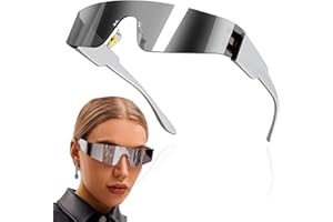 Zoonvii Futuristische Sonnenbrille,Rave Brille,Schnelle Brille,Techno Brille,Space Brille Alien Brille set,Futuristische Verspiegelte Sonnenbrille,Funbrille,Partybrille,Cosplay Kostüm Zubehör,Silber