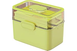 Sevitini Scatola medicinali, 3 Strati scatola per medicinali, Multifunzione Scatola porta medicine da casa, Organizer medicinali per pronto soccorso, medicinali, cosmetici, 28,5 * 21 * 17 cm (Verde)