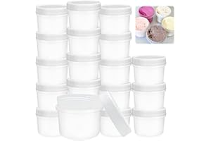 LPEPLL Lot de 20 Pots Alimentaires 160ML avec Couvercles Hermétiques, Contenants Plastique Réutilisables Sans BPA pour Yaourt, Sauces, Collations, Préparation de Repas, Déplacement