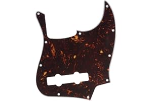 Musiclily Pro 5-String 10-Hole Contemporary J Bass Pickguard for Fender Mexican Jazz Bass, 4Ply Tortoise Shell