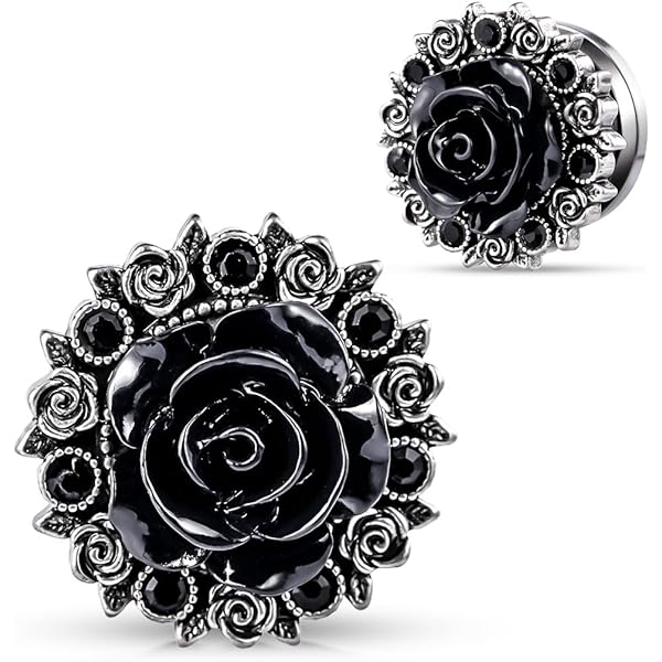 Flesh Ohr Tunnel Plug Piercing Edelstahl Tribal Blume Mit - Foto 10