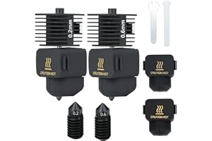 xirbbo 2 pcs A1/A1mini Hotend 0.2mm+0.6mm High Temp&Fast Speed Hardened Steel Nozzle+Heating Block Integrated Structure Compatible with Bambu Lab A1&A1 Mini 3D Printer