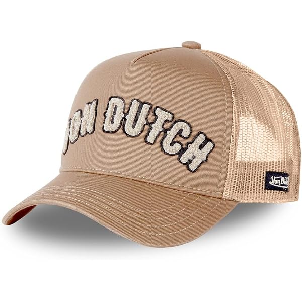 Casquette Von Dutch Enfant - Trucker Ajustable Snapback, Beige, Taille Unique, Filet à L'arrière - 4