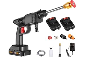 KKNOON Cordless Power Washer 60Bar High Power Washer Machine with Battery,Charger and Six-in-one nozzle 24V 1500mAh Rechargeable Battery Electric Pressure Washer for Washing Cars, Watering Flowers
