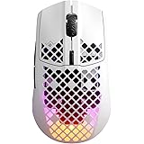 SteelSeries Aerox 3 Wireless Snow (2022) - Souris de jeu super légère - 68 g, design résistant à l’eau - Autonomie de 200 heu