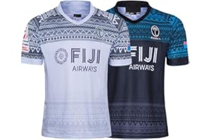 YINTE 2020 Fijian 7S World Cup Rugby Jersey, Home/Away Rugby Short Sleeve Pro Jersey, Men's Competition Cotton Jersey Graphic T-Shirt, Training Football Jersey