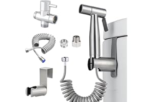 MUMENG Douchette bidet pour toilettes,ensemble avec vanne à 3 voies (G1/2 et G3/8),pomme de douche bidet en acier inoxydable pour salle de bain,douchette à main pour l'hygiène corporelle quotidienne