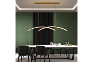 BELLASTEIN NowoczesnaLampa wisząca LED Regulowana wysokość Lampa wisząca lampa wisząca LED Ściemnialna ze zdalnym sterowaniem Kuchenna Bar Lampa wisząca (Złoto, l120cm)
