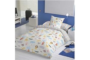 COTTON ARTean Funda Nórdica Infantil Reversible Cama 105 SALBURUA Beige Funda edredón 180x260 + 1 funda almohada
