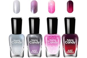 Rosarden Temperatur Farbwechsel Nagellack Set, 4 Farben Glitzer Nagellack Schnelltrocknend Ohne UV Lampe, Nail Polish Set Nail Art - Style 2