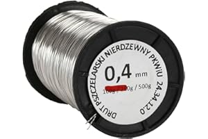 CENTRUM PSZCZELARSKIE ŁUKASIEWICZ Edelstahldraht für Rähmchen - 0,4 mm - Länge: ca. 500 m - Spule 500 g - Rostfrei - Draht für Bienenstockrahmen - Imkerei - Landwirtschaft - Industrie