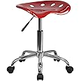 Flash Furniture Vibrant Wine Red Tractor Seat and Chrome Stool