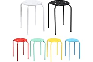 FANTASK 6er Set Stapelhocker 44,5 cm hoch, Bunt Büro Esszimmerhocker stapelbare Metallhocker, Hocker für Zuhause