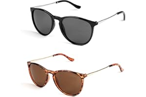 Caybats Lunettes de Soleil Femme Polarisées, Style Rétro Vintage Ronde, Protection UV400, Idéales pour Conduite et Voyage, Cadre Léger et Durable