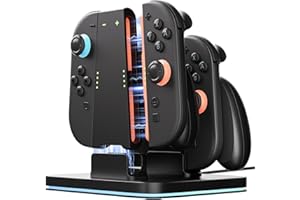 ZOZOVR COOWPS 3-In-1 Ladegriff Und Dock für Nintendo Switch 2 Joy-Con (2025) – Mit Ergonomischem Komfort-Griff, Starker Magnetkraft, Schnelllade-Dock, 9 RGB-Licht-Modi & USB-C-Kabel