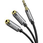 UGREEN Audio Splitter 3,5mm Aux Splitter Verlängerung Kabel für Zwei Kopfhörer, Klinke Splitter kompatibel mit Kopfhörer, Han