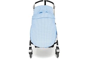 Saco para silla de paseo universal – Vestidura universal para silla de paseo – Vichy – Handmade – Nenel (Celeste)