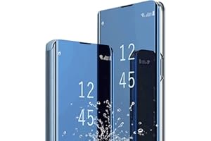 ATISIJIE YUMIER para Xiaomi Redmi Note 11 4G/Note 11S Funda,Flip Caso Standing Clear View Mirror Cover Slim Fit Anti-Rasguño/Anti-Shock 360 Grados Protectora Carcasa Azul