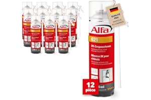621 ALFA - Mousse PU expansive bi-composants 400ml manuelle pour châssis, 12 pièces, à durcissement rapide, rendement du volume 12-14 l (une fois posé)
