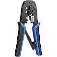 FEDUS Ethernet Crimp Tool,Cat5 Cat5e Cat6 Crimping tool for UTP 8P/RJ45 and 6P/RJ12 4P/RJ11 connectors Crimp, Cut, Strip Tool,Professional Network Crimper Cutter Stripper, Network Wire Stripper Black