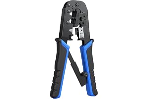 FEDUS Ethernet Crimp Tool,Cat5 Cat5e Cat6 Crimping tool for UTP 8P/RJ45 and 6P/RJ12 4P/RJ11 connectors Crimp, Cut, Strip Tool,Professional Network Crimper Cutter Stripper, Network Wire Stripper Black