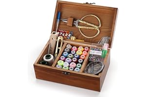 magi Gift Boîte à couture en bois avec accessoires pour kit de couture, panier à couture avec compartiments