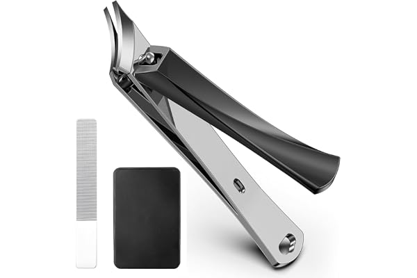 MAYCREATE 2pcs Slanted Nail Clipper Heavy Duty Stainless Steel Nail Clipper Portable Angled Nail Clipper for Fingernails Toenails No Splash Nail Clipper for Thick Toenails and Ingrown Nails