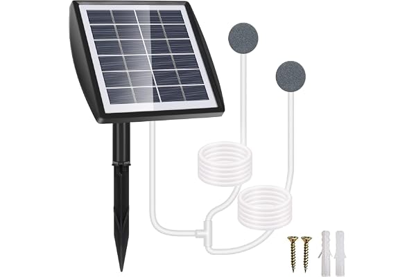 GuKKK Aérateur Solaire de Bassin, Pompe à Oxygène Solaire Enfichable 2W, 2200mAh Pompe Bassin Solaire, Aérateur d'aquarium, Aérateur de Pêche avec Tuyau Pierre à Air, pour Les étangs (B)