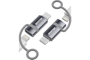 BOUTOP [Apple MFi Certified 60W Lightning to USB C Adapter for Fast Charging Compatible with iPhone 15 Pro/15 Pro Max/15/15 Plus, MacBook, iPad - [2 Pack, Grey]