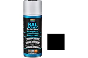 FAREN RAL ACRYLIC, Vernice spray Acrilica 100%, Smalto FIDELITY RAL, Colori Brillanti a Rapida Essiccazione, 400ml (1, RAL 9005 NERO OPACO)