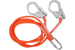 Mutuer Sicherheitsleine, Kletterleine, Sicherheitsgurt, Fallschutz, Gurt, Schutzgurt, Gurt für Arbeiten in hoher Höhe, mit Haken aus Stahl (1,6 m)