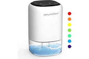 Deumidificatori per bagno – Deumidificatore elettrico Kitette per bagno con serbatoio d'acqua da 1400 ml, deiumidificatore silenzioso per camera da letto, armadio, camper, rimorchio, luce LED a 7