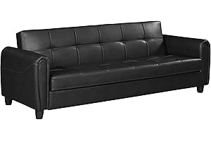 Visco Therapy Zinc PU Leather Black 3STR Sofa Bed with Hidden Storage. Living Room Furniture. (Black, 3 Seater)