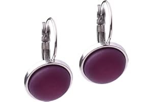 Polarisohrring "Katharina", 12mm original Polariscabochon in vielen attraktiven Farben in einer Klappbrisur aus Edelstahl, handgefertigt von Adi-Modeschmuck in Berlin