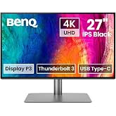 شاشة رسوميات BenQ PD2725U (تقنية AQCOLOR، 27 بوصة، 4K UHD، IPS، مساحة ألوان P3، شحن Thunderbolt/USB-C، DP/HDMI، KVM، KVM