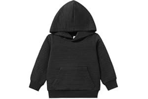 PATPAT Toddler Hoodie Boy Girl Hooded Sweatshirt Solid Color Textured with Pocket Pullover Hoodies for Toddler