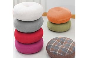 EN AyuL Cojín grueso de 10 cm para oficina en casa, almohadillas redondas de 45/50 cm, cojines de asiento suaves para silla Tatami, patio interior comedor (40 x 40 x 10 cm, beige)