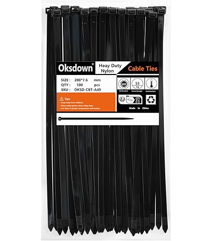 Oksdown 100 stuks witte kabelbinders 250mm×3,6mm sterk nylon plastic Oksdown 100 stuks witte kabelbinders 250mm×3,6mm sterk nylon plastic