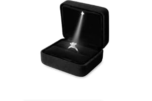 DELALO® Ringbox med LED-ljus – ringlåda ring sammet – ringlåda med LED-belysning – för förlovning, bröllop, bröllop