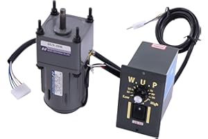 FETCOI Getriebemotor 220V Getriebemotoren Kit | 0-68rpm | Hohe Drehmomente Einstellbarer Elektromotor Wechselstrom Einphasig Asynchron Getriebemotor + Getriebe + Regler | 1:20(20 K) (6W)