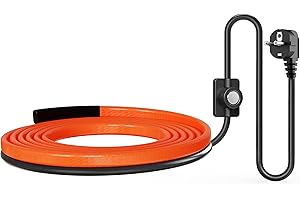 Suriwee Heizkabel mit Thermostat 15 W/m, selbstregulierendes Frostschutz-Heizband IP65 für Wasserleitungen, Dachrinnen und Tränken, 3m, Orange, UL- und ETL-zertifiziert
