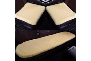 GLITZFAS Universal Auto Sitzbezug Autositzauflage Sitzkissen Lammfell Sitzauflage Stuhlauflage Schaffell Kissen fürs Auto Rollstuhlauflage schön (Beige,3PCS)