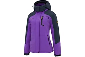 GEMYSE Femme Veste de Ski Imperméable de Montagne Manteau d'hiver Extérieur en Polaire Coupe-Vent avec Capuche