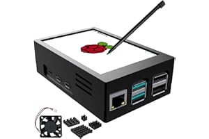 CUQI Wyświetlacz 3,5 Cala Z Ekranem Dotykowym Dla Raspberry Pi 5 - 480 x 320 TFT LCD 60 FPS Z Obudową, Mini Wentylatorem i Radiatorem
