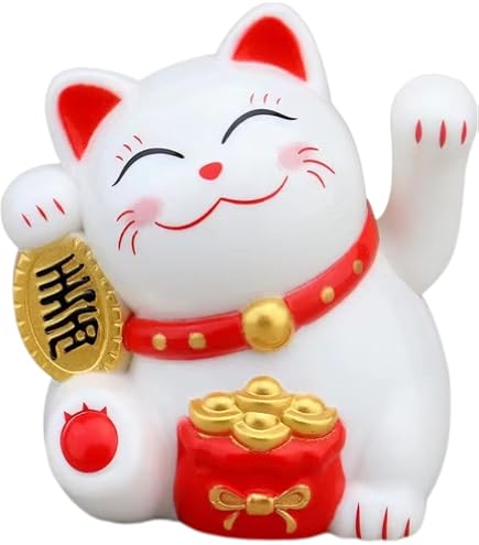 Statuette Chat Porte-bonheur Japonais – Bras Oscillant Solaire – Décoration Voiture, Maison – Symbole De Chance Et Richesse