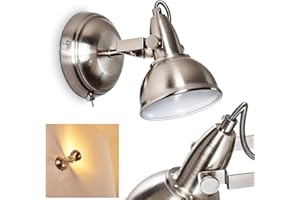 HOFSTEIN Wall Light Tina, Adjustable Wall lamp Made of Metal in Nickel matt/White, 1-Flame, 1 x E14 Socket, Wall spot in Retro/Vintage Design with on/Off Switch on The housing, Without Bulbs