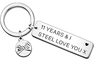 QMVMV 11 Year Wedding Anniversary Keyring Gifts for Her Him Husband Wife Funny 11th Anniversary Gifs for Men Women from Wifey Hubby Boyfriend Girlfriend Couple Christmas Birthday Gifts