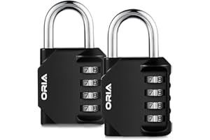 ORIA Kombinacyjny zamek szyfrowy, zestaw 2 szt., 4-cyfrowy, odporny na rdzę, odporny na warunki atmosferyczne, bezpieczny zamek szyfrowy do szkoły, na siłownię, szafy, pudełko na narzędzia