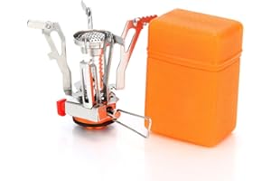 BrilliantDay Réchaud de Camping à Gaz Brûleur à Gaz Pliable Mini Poêle superlégers Résistant au Vent en Acier Inoxydable Pour Randonnée Pique Nique Barbecue(3000W, avec Allumage)